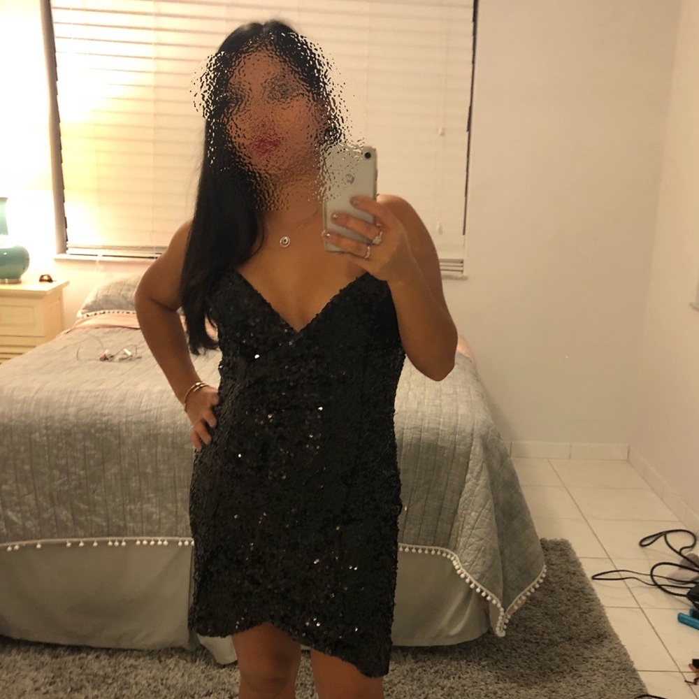 French Connection black sequin party dress